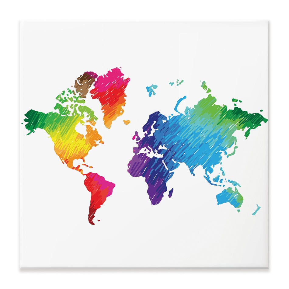 Rainbow World Map Square Canvas Print wall art product Ludmila Meshcheriakova / Shutterstock