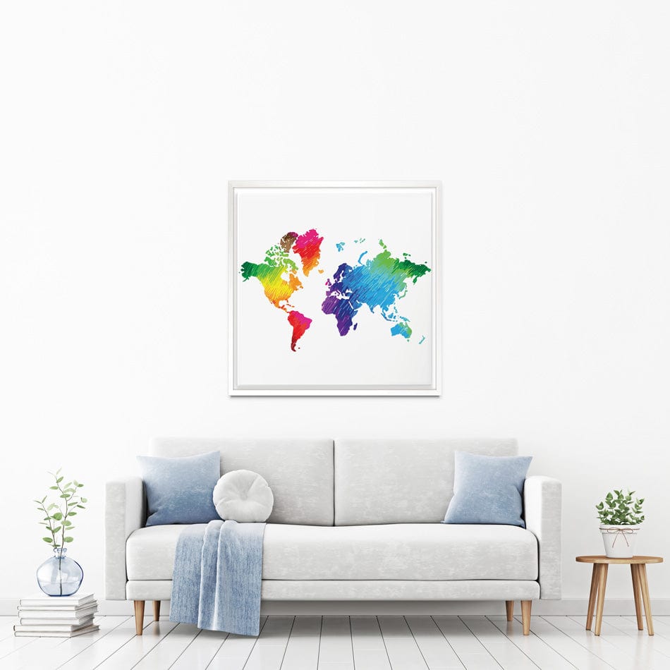 Rainbow World Map Square Canvas Print wall art product Ludmila Meshcheriakova / Shutterstock