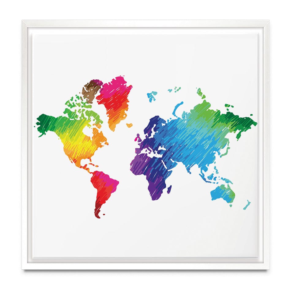 Rainbow World Map Square Canvas Print wall art product Ludmila Meshcheriakova / Shutterstock