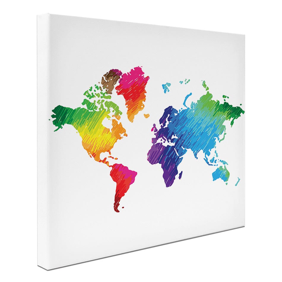Rainbow World Map Square Canvas Print wall art product Ludmila Meshcheriakova / Shutterstock