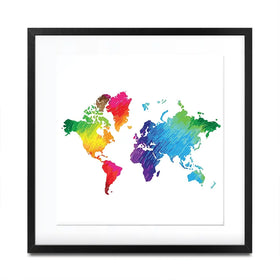 Rainbow World Map Square Framed Art Print Rainbow World Map Square Framed Art Print wall art product Ludmila Meshcheriakova / Shutterstock