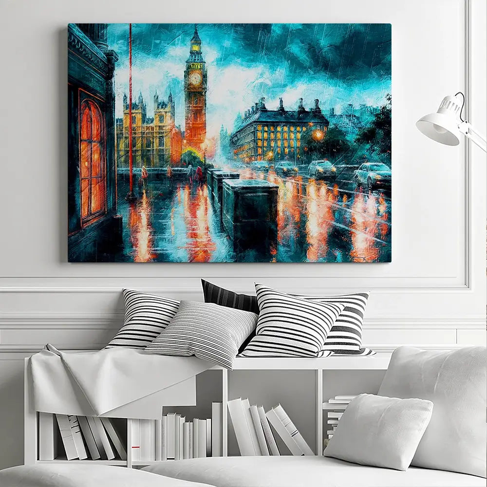 Raining In London Canvas Print Raining In London Canvas Print wall art product Art Print Shop