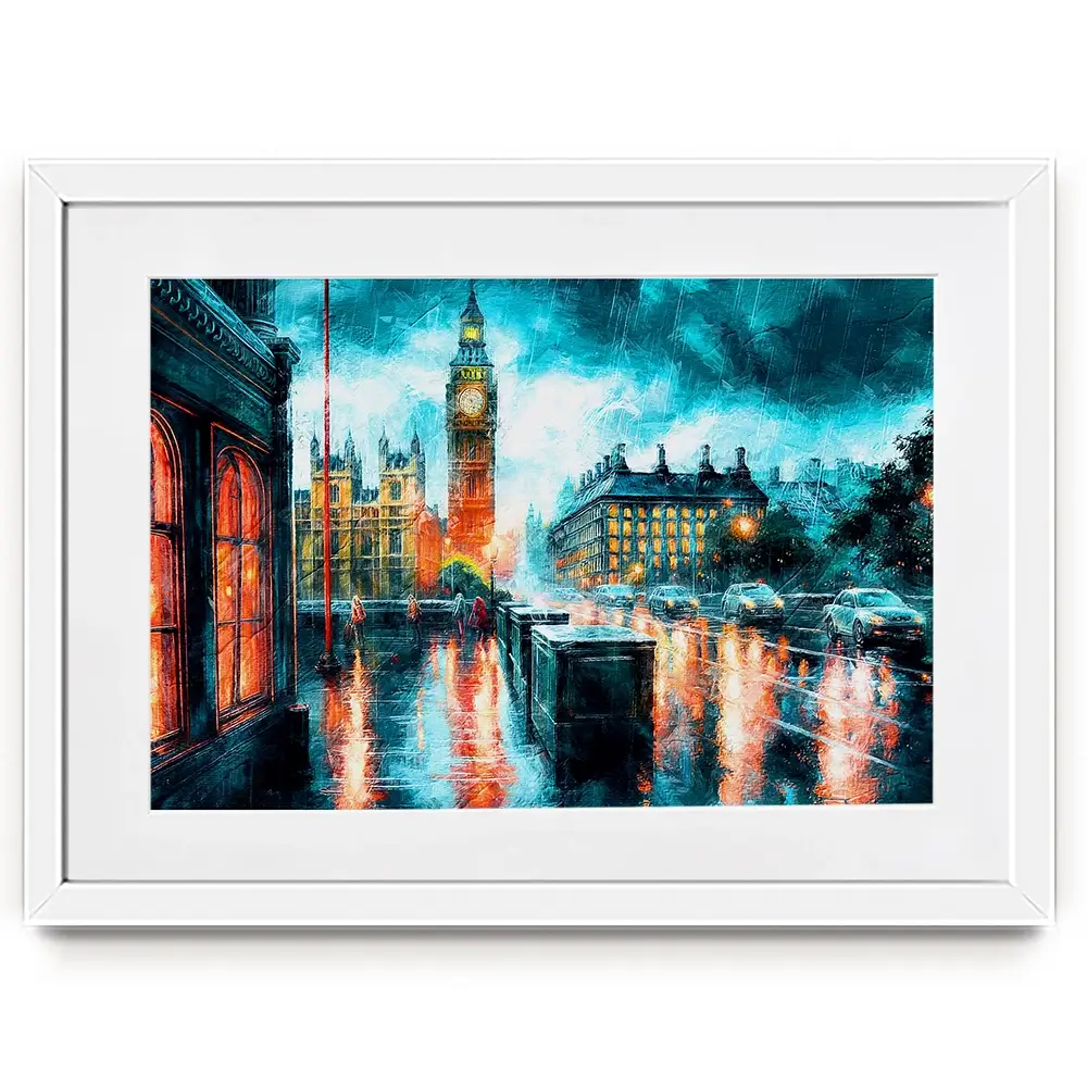 Raining In London Framed Art Print Raining In London Framed Art Print wall art product Art Print Shop