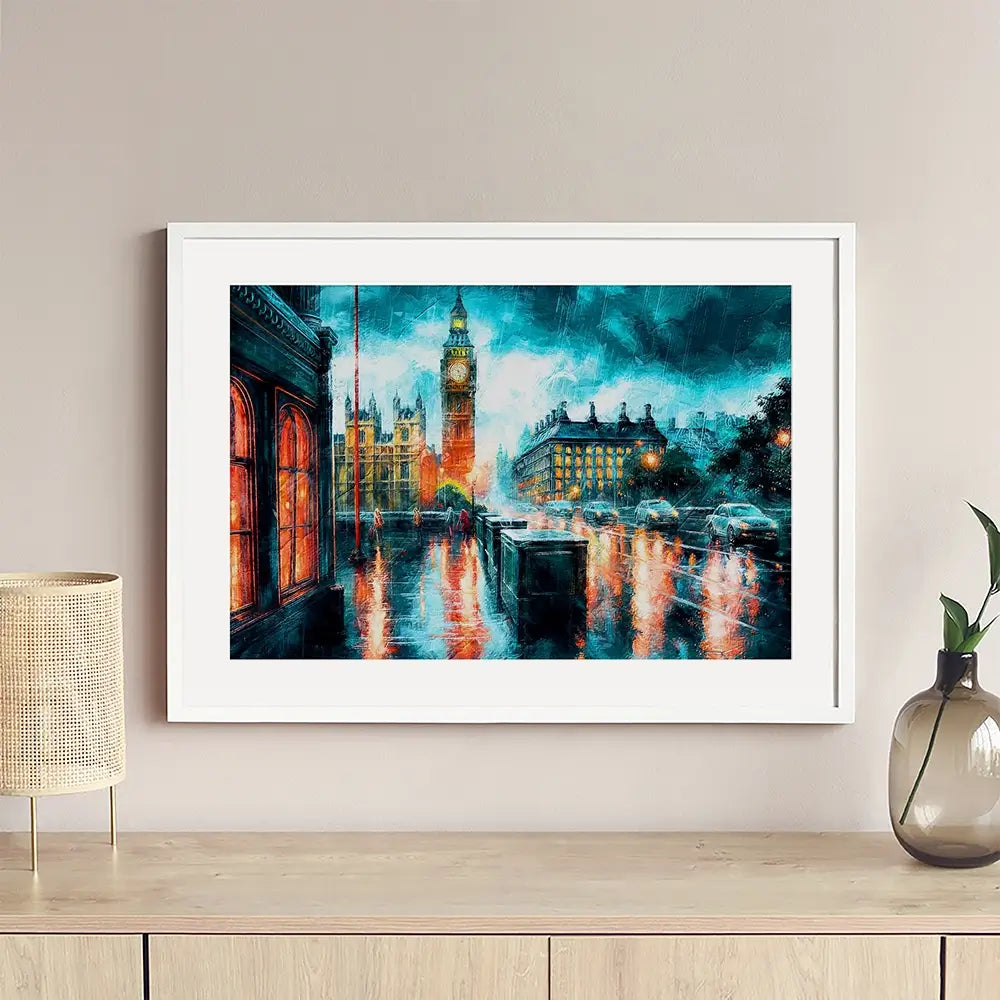 Raining In London Framed Art Print Raining In London Framed Art Print wall art product Art Print Shop