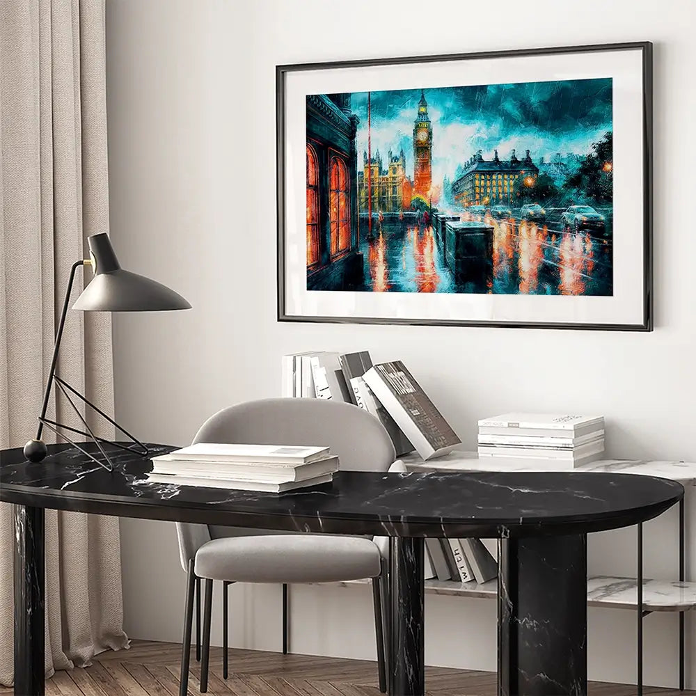 Raining In London Framed Art Print Raining In London Framed Art Print wall art product Art Print Shop