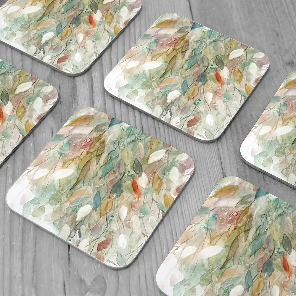 Rainy Cascade Coaster Set Rainbow Soul Tree Coaster Set | Rainbow Soul Tree Art Coasters wall art product Carol Robinson