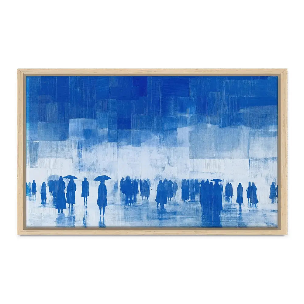 Rainy City Crowd With Umbrellas Canvas Print Rainy City Crowd With Umbrellas Canvas Print wall art product Chromatic Storm Studio