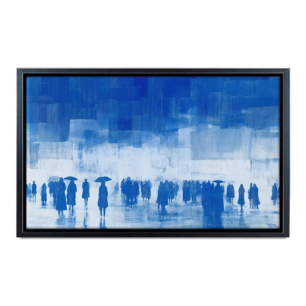 Rainy City Crowd With Umbrellas Canvas Print Rainy City Crowd With Umbrellas Canvas Print wall art product Chromatic Storm Studio