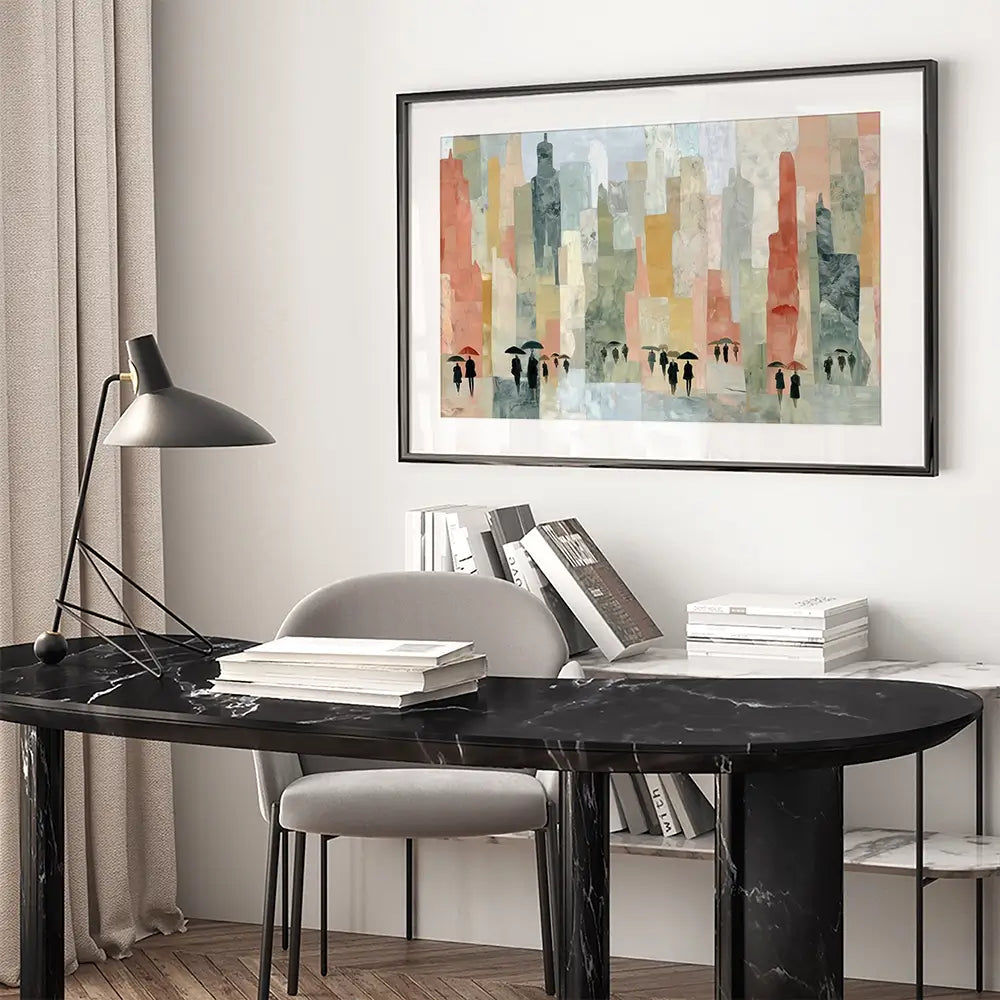 Rainy City Streets Framed Art Print Rainy City Streets Framed Art Print wall art product Chromatic Storm Studio