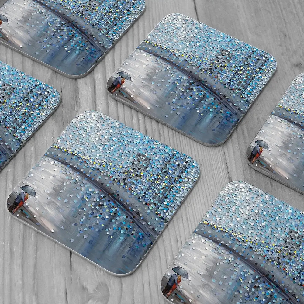 Rainy Date With The Bridge View Coaster Set Rainbow Soul Tree Coaster Set | Rainbow Soul Tree Art Coasters wall art product Ekaterina Ermilkina