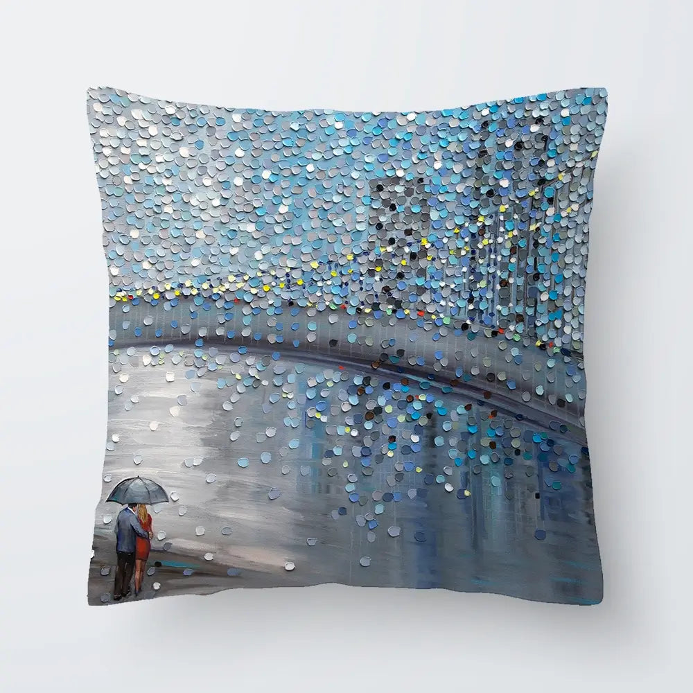Rainy Date With The Bridge View Cushion Rainy Date With The Bridge View Cushion wall art product Ekaterina Ermilkina