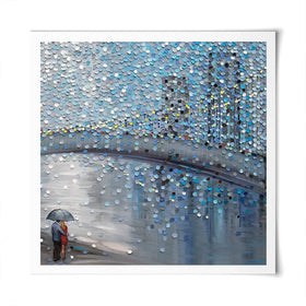 Rainy Date With The Bridge View Square Art Print Rainy Date With The Bridge View Square Art Print wall art product Ekaterina Ermilkina