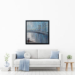 Rainy Date With The Bridge View Square Canvas Print wall art product Ekaterina Ermilkina / Independent