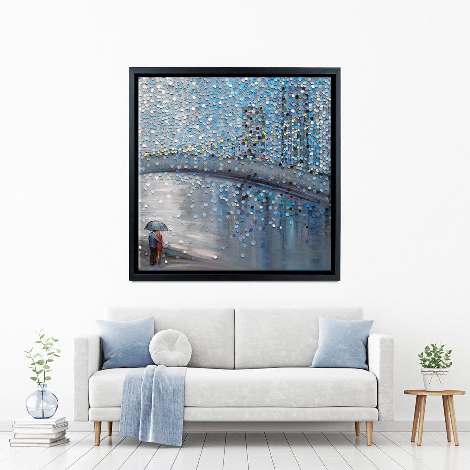 Rainy Date With The Bridge View Square Canvas Print wall art product Ekaterina Ermilkina / Independent
