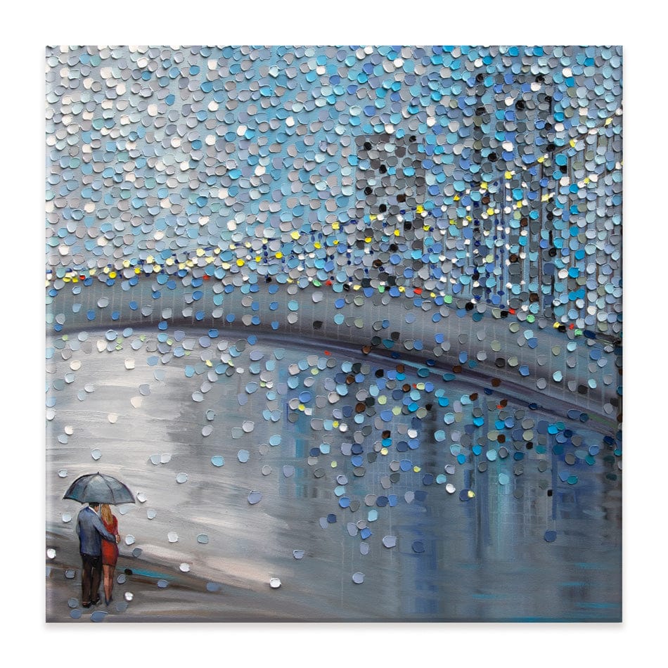 Rainy Date With The Bridge View Square Canvas Print wall art product Ekaterina Ermilkina / Independent