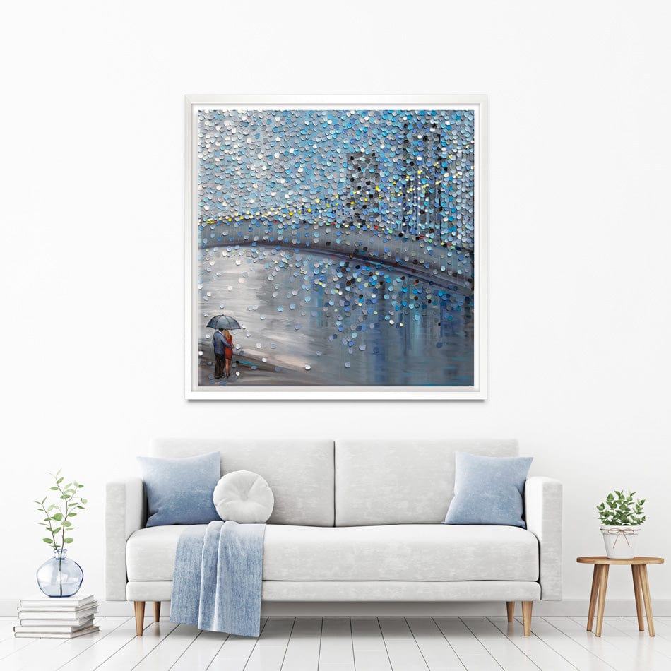 Rainy Date With The Bridge View Square Canvas Print wall art product Ekaterina Ermilkina / Independent