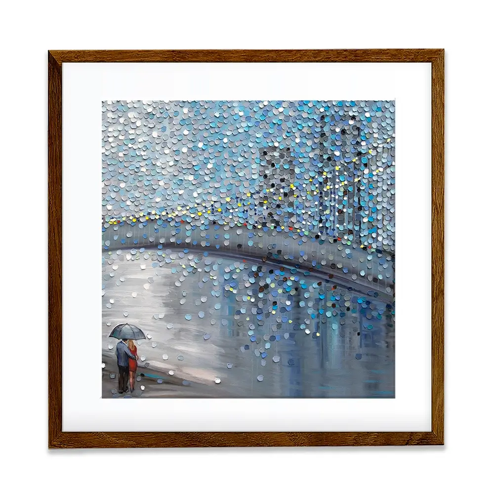 Rainy Date With The Bridge View Square Framed Art Print Rainy Date With The Bridge View Square Framed Art Print wall art product Ekaterina Ermilkina