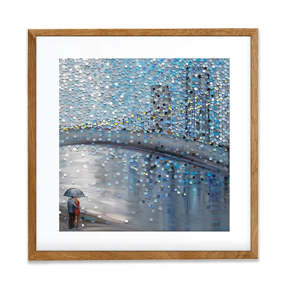 Rainy Date With The Bridge View Square Framed Art Print Rainy Date With The Bridge View Square Framed Art Print wall art product Ekaterina Ermilkina