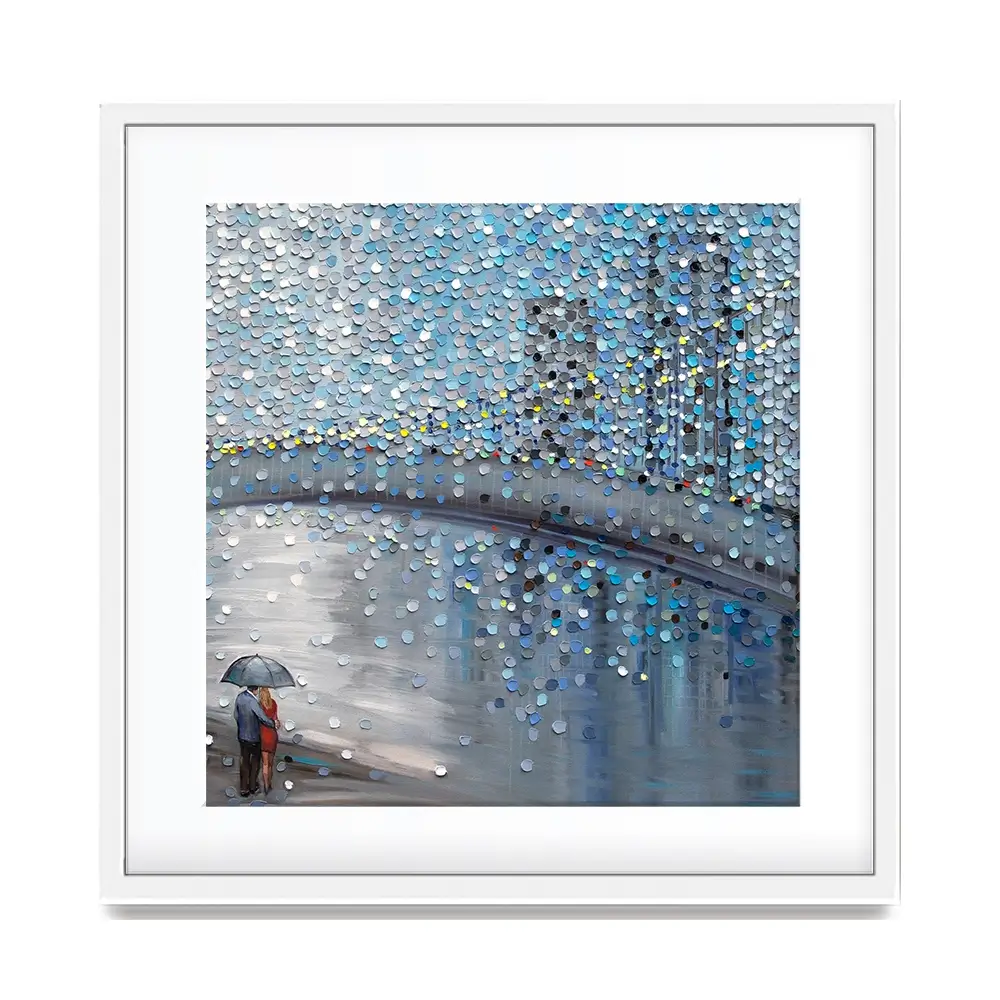 Rainy Date With The Bridge View Square Framed Art Print Rainy Date With The Bridge View Square Framed Art Print wall art product Ekaterina Ermilkina