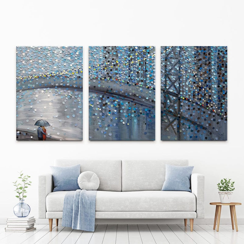Rainy Date With The Bridge View Trio Canvas Print wall art product Ekaterina Ermilkina / Independent