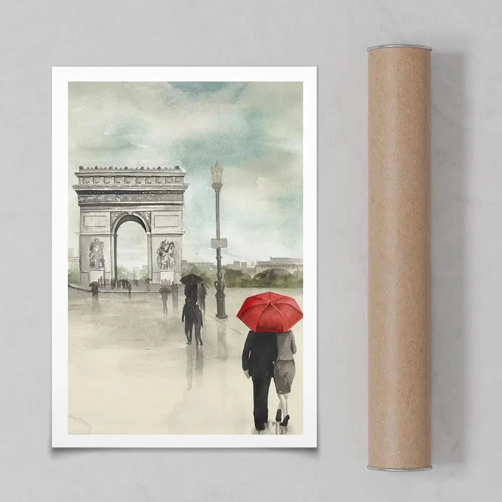 Rainy Day Lovers In Paris 2 Art Print Rainy Day Lovers In Paris 2 Art Print wall art product Art Print Shop