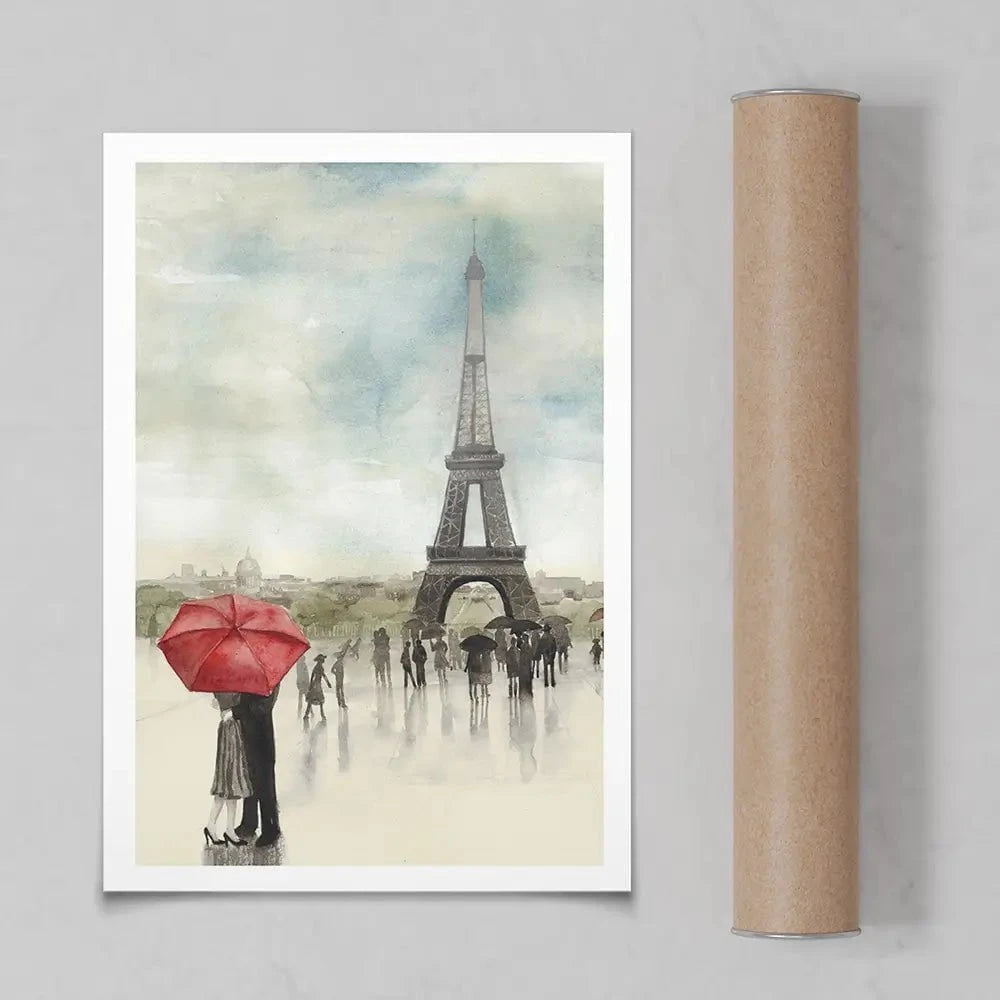 Rainy Day Lovers In Paris Art Print Rainy Day Lovers In Paris Art Print wall art product Art Print Shop