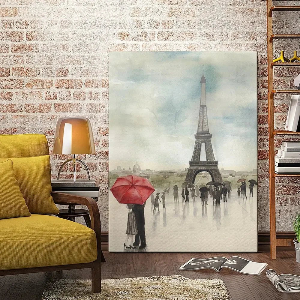 Rainy Day Lovers In Paris Canvas Print Rainy Day Lovers In Paris Canvas Print wall art product Art Print Shop