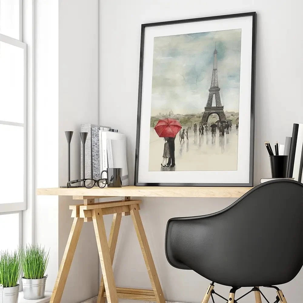 Rainy Day Lovers In Paris Framed Art Print Rainy Day Lovers In Paris Framed Art Print wall art product Art Print Shop