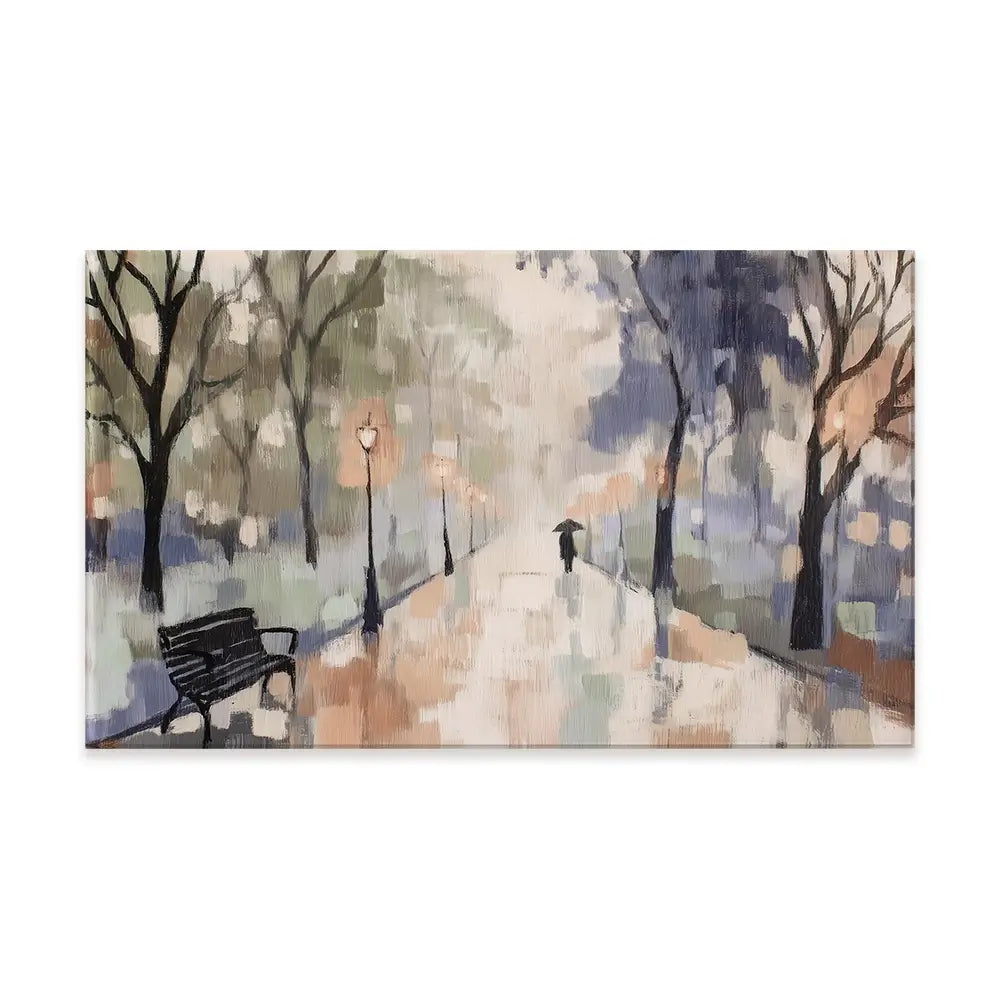 Rainy Day Park Stroll Canvas Print Rainy Day Park Stroll Canvas Print wall art product Chromatic Storm Studio