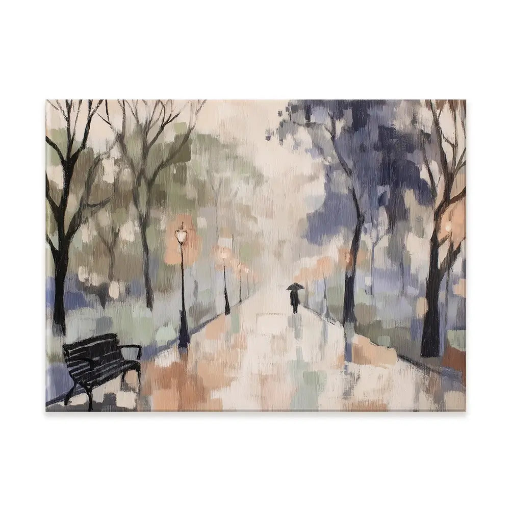 Rainy Day Park Stroll Canvas Print Rainy Day Park Stroll Canvas Print wall art product Chromatic Storm Studio