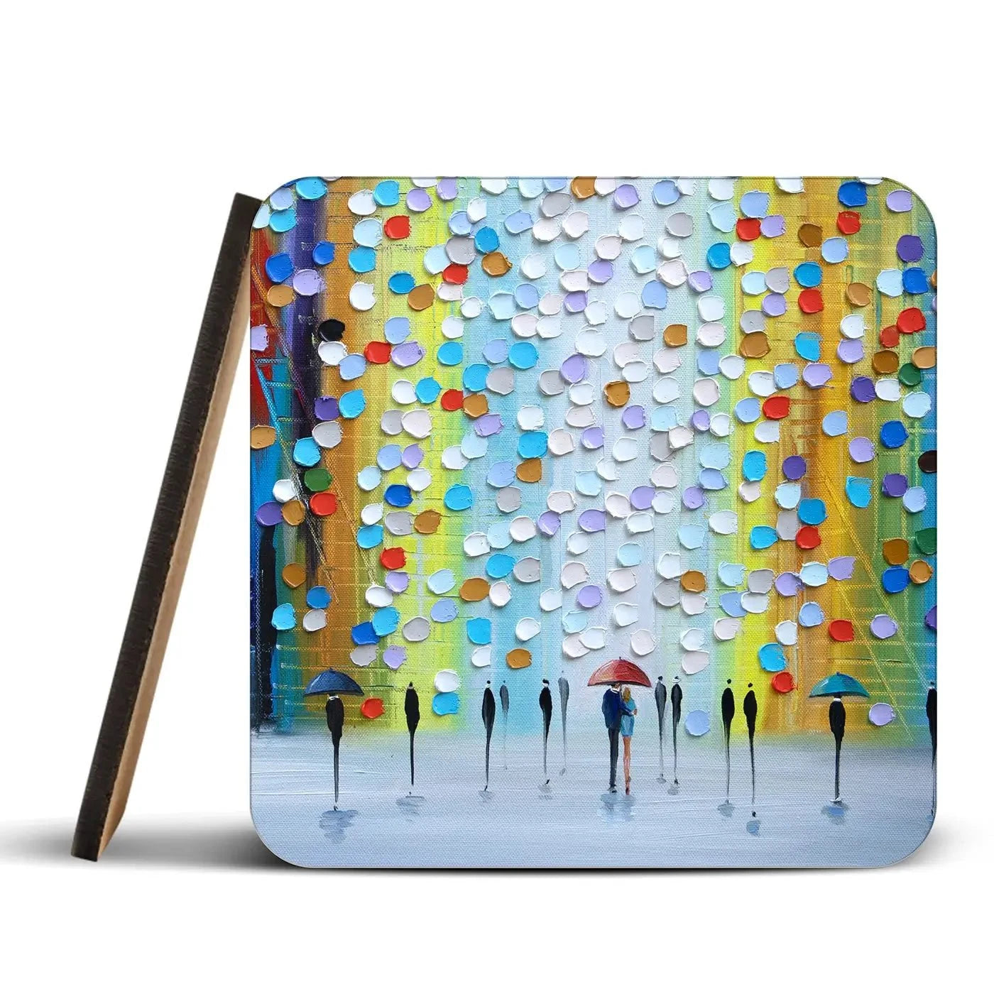 Rainy Fantasy Coaster Set Rainbow Soul Tree Coaster Set | Rainbow Soul Tree Art Coasters wall art product Ekaterina Ermilkina