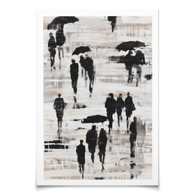 Rainy Umbrella Walk Art Print Rainy Umbrella Walk Art Print wall art product Chromatic Storm Studio