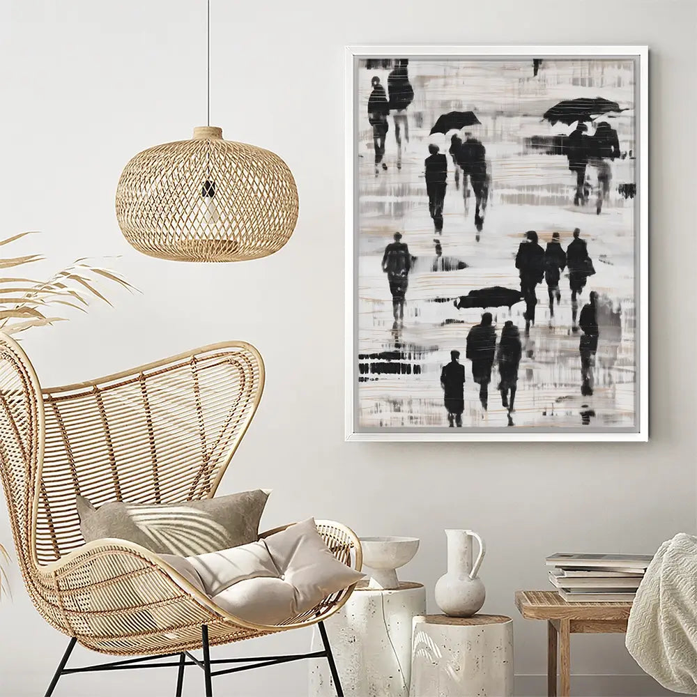 Rainy Umbrella Walk Canvas Print Rainy Umbrella Walk Canvas Print wall art product Chromatic Storm Studio