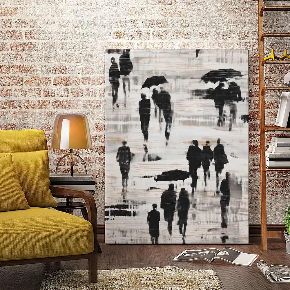 Rainy Umbrella Walk Canvas Print Rainy Umbrella Walk Canvas Print wall art product Chromatic Storm Studio
