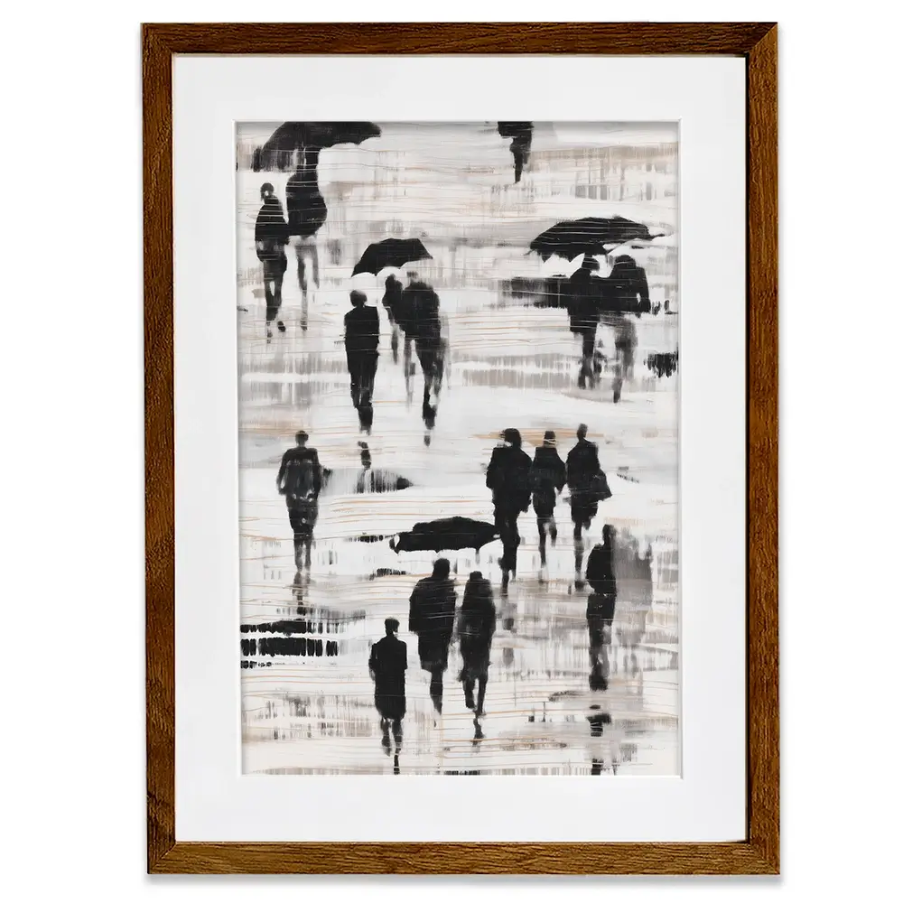 Rainy Umbrella Walk Framed Art Print Rainy Umbrella Walk Framed Art Print wall art product Chromatic Storm Studio