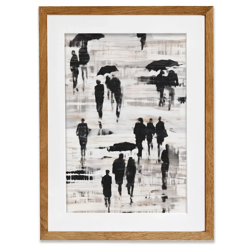 Rainy Umbrella Walk Framed Art Print Rainy Umbrella Walk Framed Art Print wall art product Chromatic Storm Studio