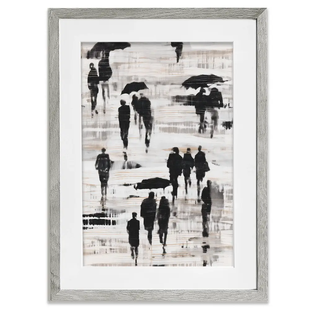 Rainy Umbrella Walk Framed Art Print Rainy Umbrella Walk Framed Art Print wall art product Chromatic Storm Studio
