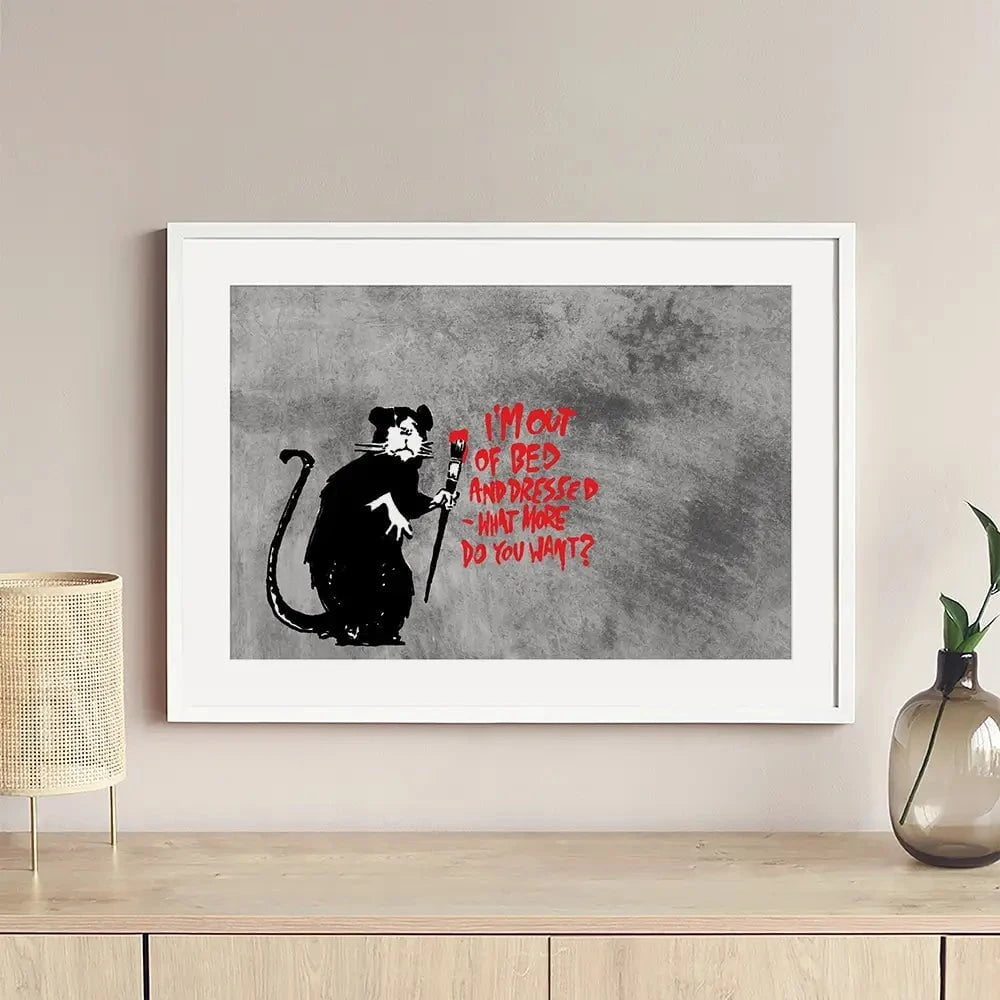 Rat Out Of Bed Framed Art Print Rat Out Of Bed Framed Art Print wall art product Banksy