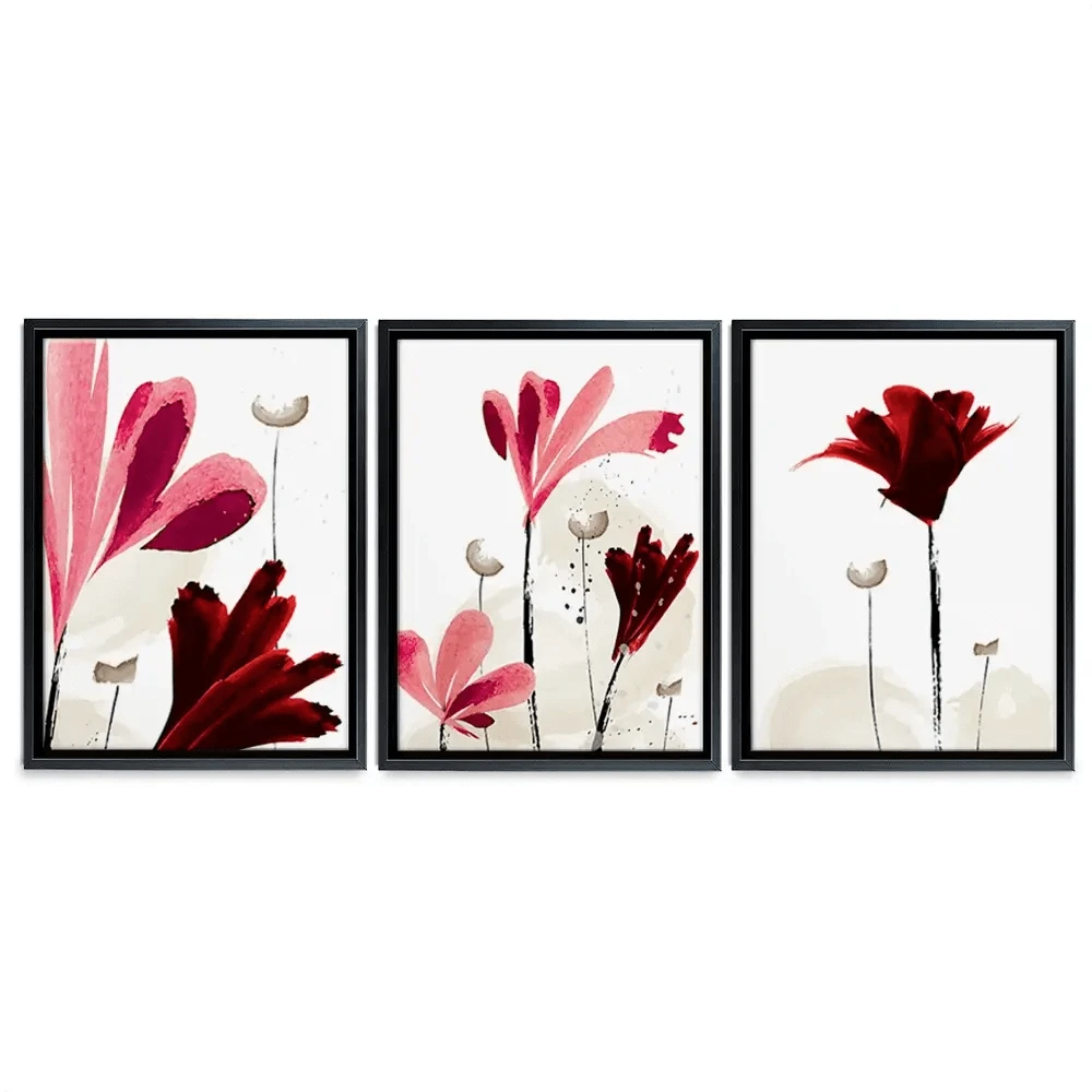 Red And Pink Flowers Trio Canvas Print Red And Pink Flowers Trio Canvas Print wall art product Mohammadreza Zeidabadi / Shutterstock