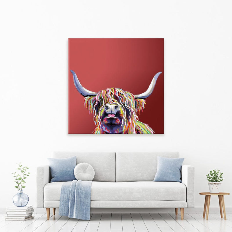 Red Cheeky Coo Square Canvas Print wall art product Independent