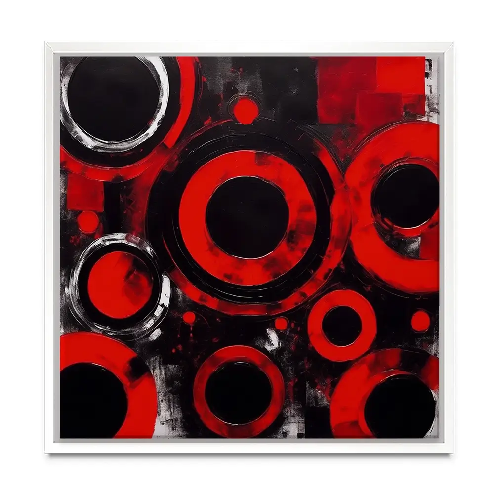 Red Circles Square Canvas Print Red Circles Square Canvas Print wall art product Violeta Allaberdieva