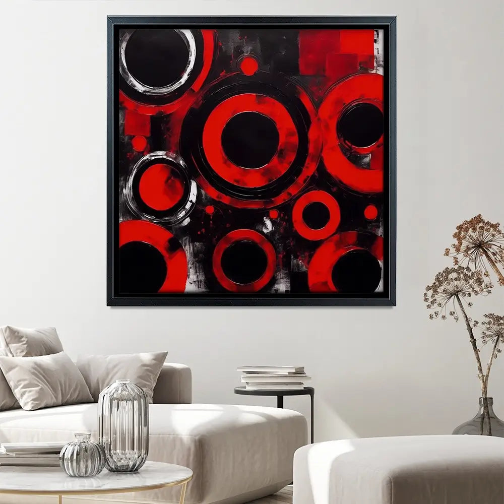 Red Circles Square Canvas Print Red Circles Square Canvas Print wall art product Violeta Allaberdieva