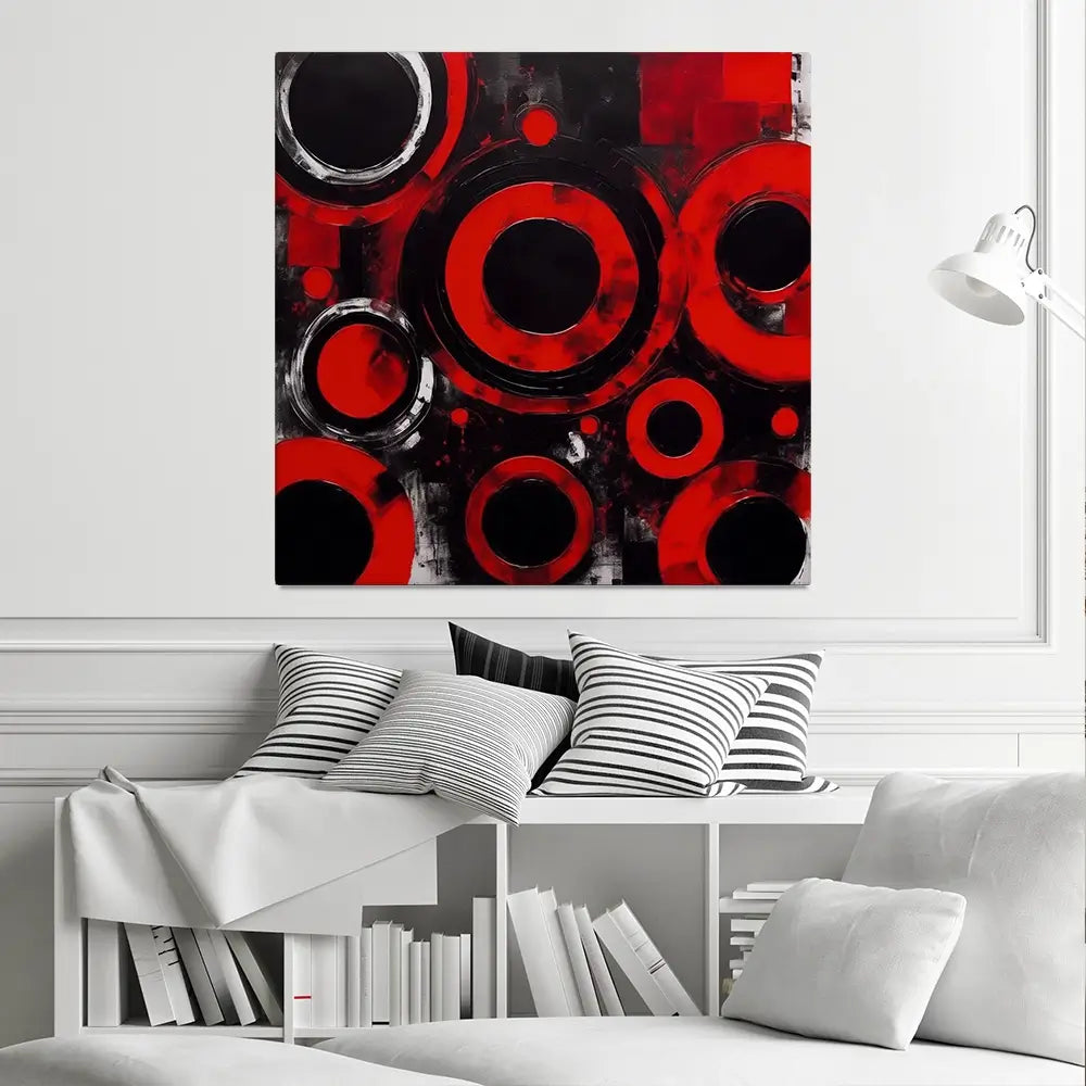 Red Circles Square Canvas Print Red Circles Square Canvas Print wall art product Violeta Allaberdieva