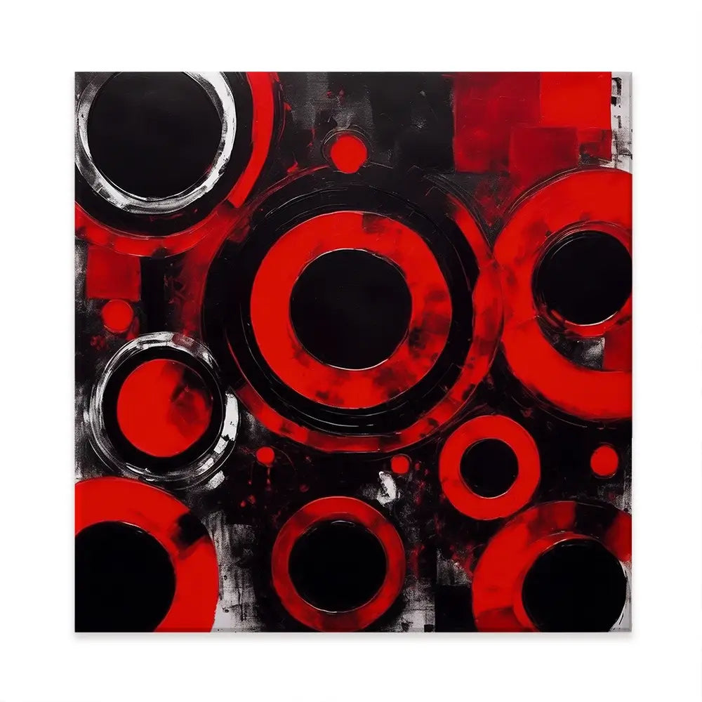 Red Circles Square Canvas Print Red Circles Square Canvas Print wall art product Violeta Allaberdieva