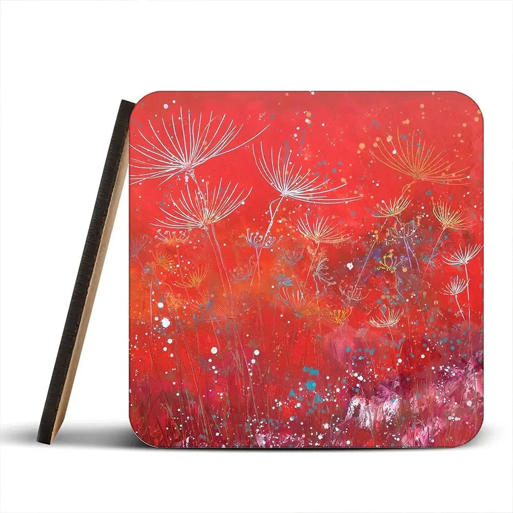 Red Dandelion Dance Coaster Set Red Dandelion Dance Coaster Set wall art product Laure Bury