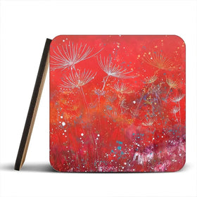 Red Dandelion Dance Coaster Set Red Dandelion Dance Coaster Set wall art product Laure Bury