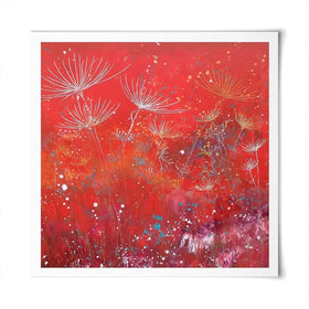 Red Dandelion Dance Square Art Print Red Dandelion Dance Square Art Print wall art product Laure Bury