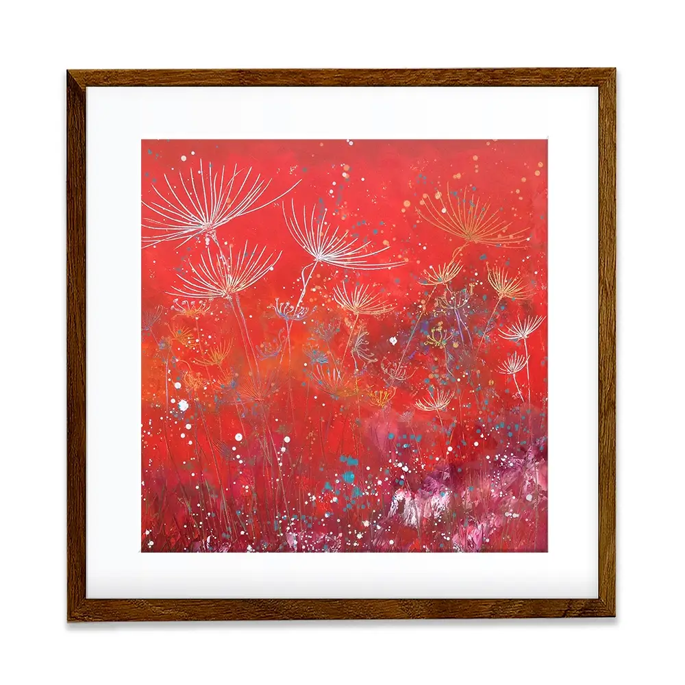 Red Dandelion Dance Square Framed Art Print Red Dandelion Dance Square Framed Art Print wall art product Laure Bury