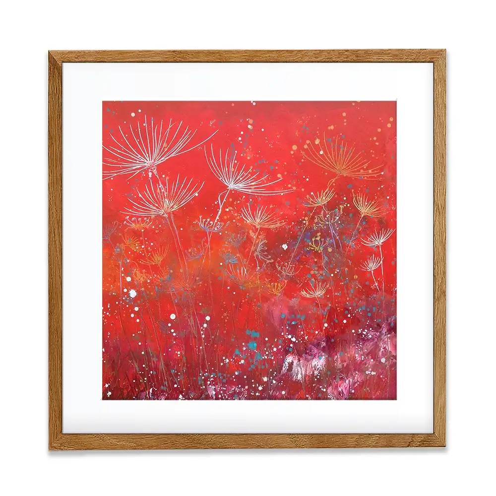 Red Dandelion Dance Square Framed Art Print Red Dandelion Dance Square Framed Art Print wall art product Laure Bury