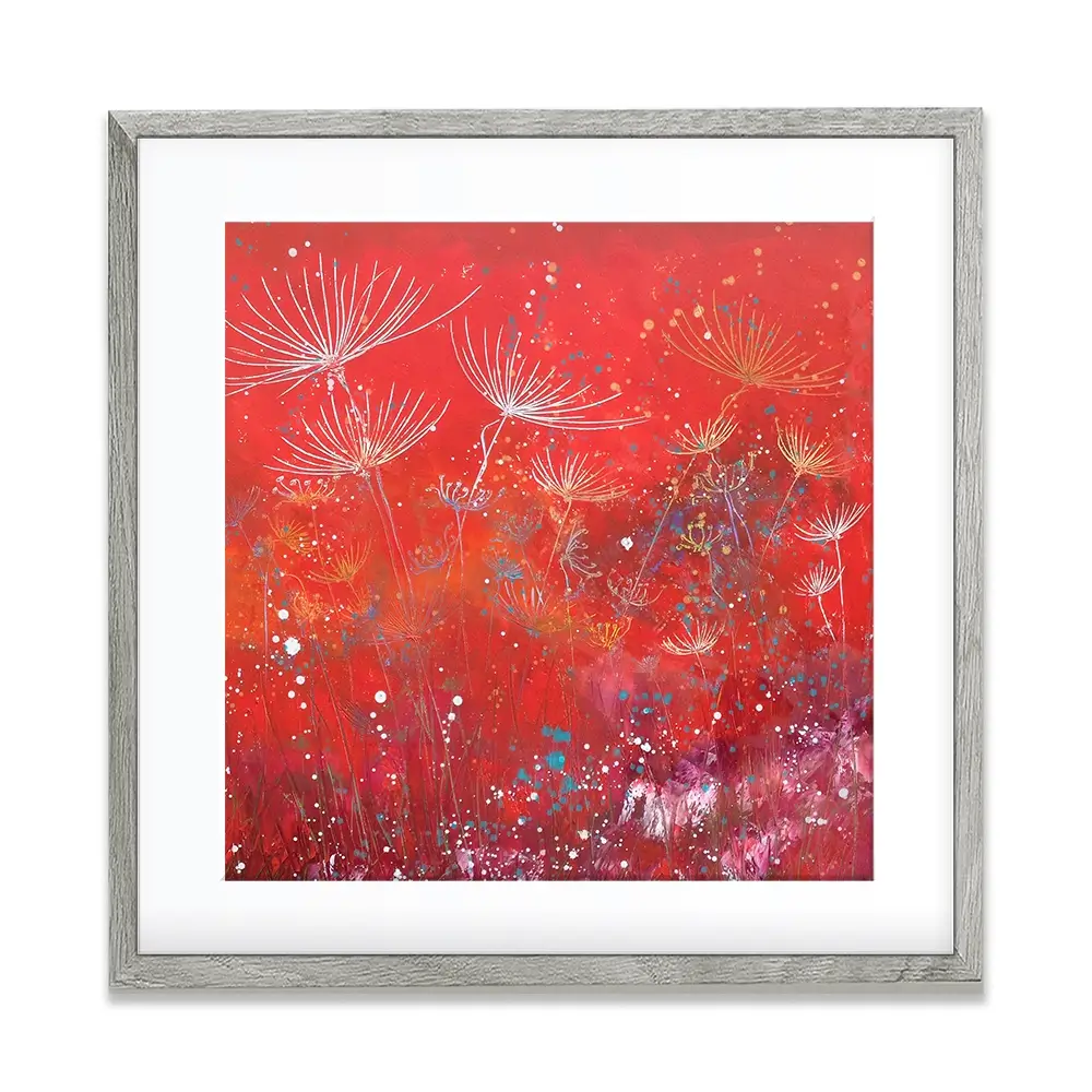 Red Dandelion Dance Square Framed Art Print Red Dandelion Dance Square Framed Art Print wall art product Laure Bury